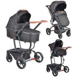 Cangaroo Ellada Black 3-in-1 Combi Kinderwagen Incl. Autostoel
