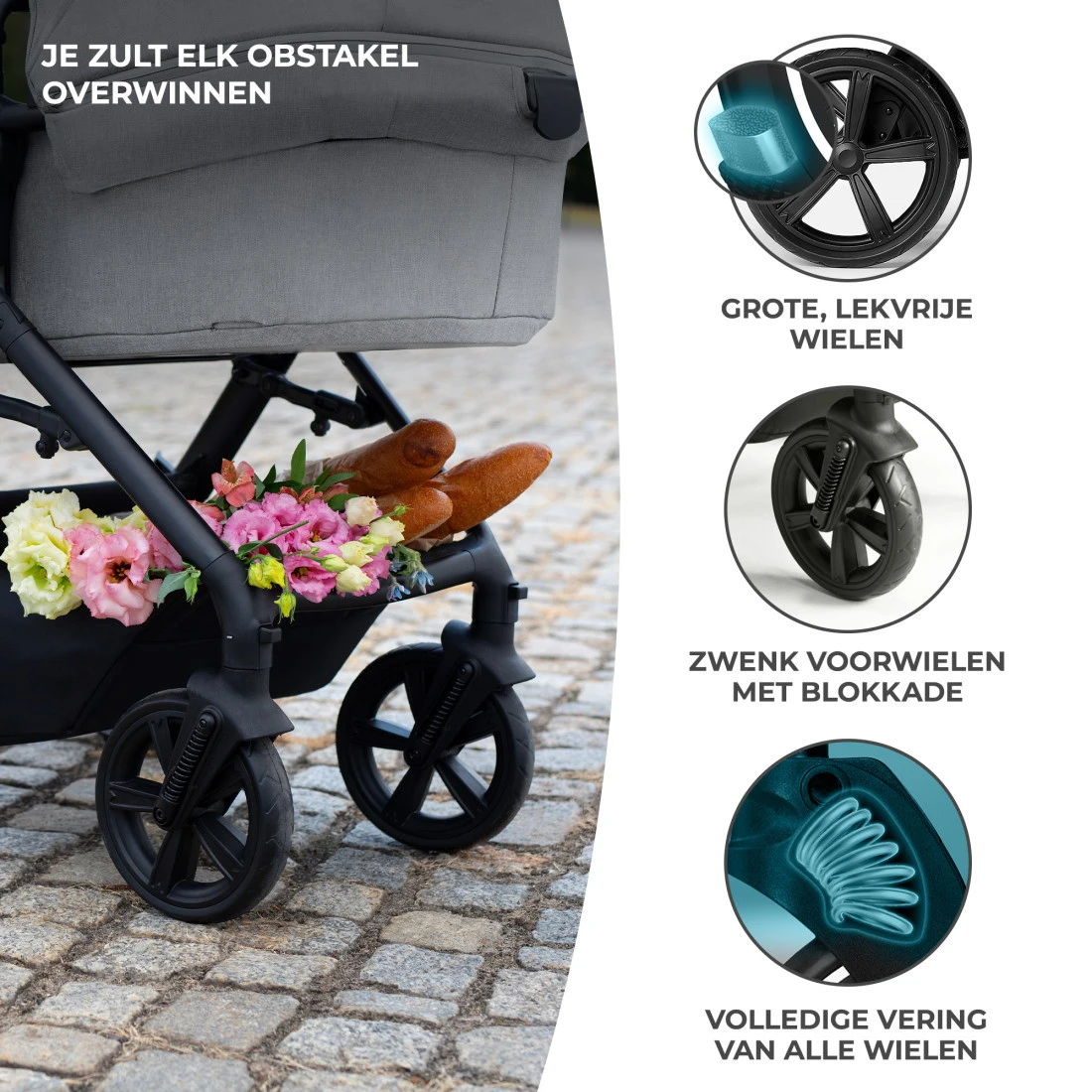 Kinderkraft A-Tour Black 3-in-1 Kinderwagen Incl. Autostoel KSATOU00BLK3000 - Afbeelding 11