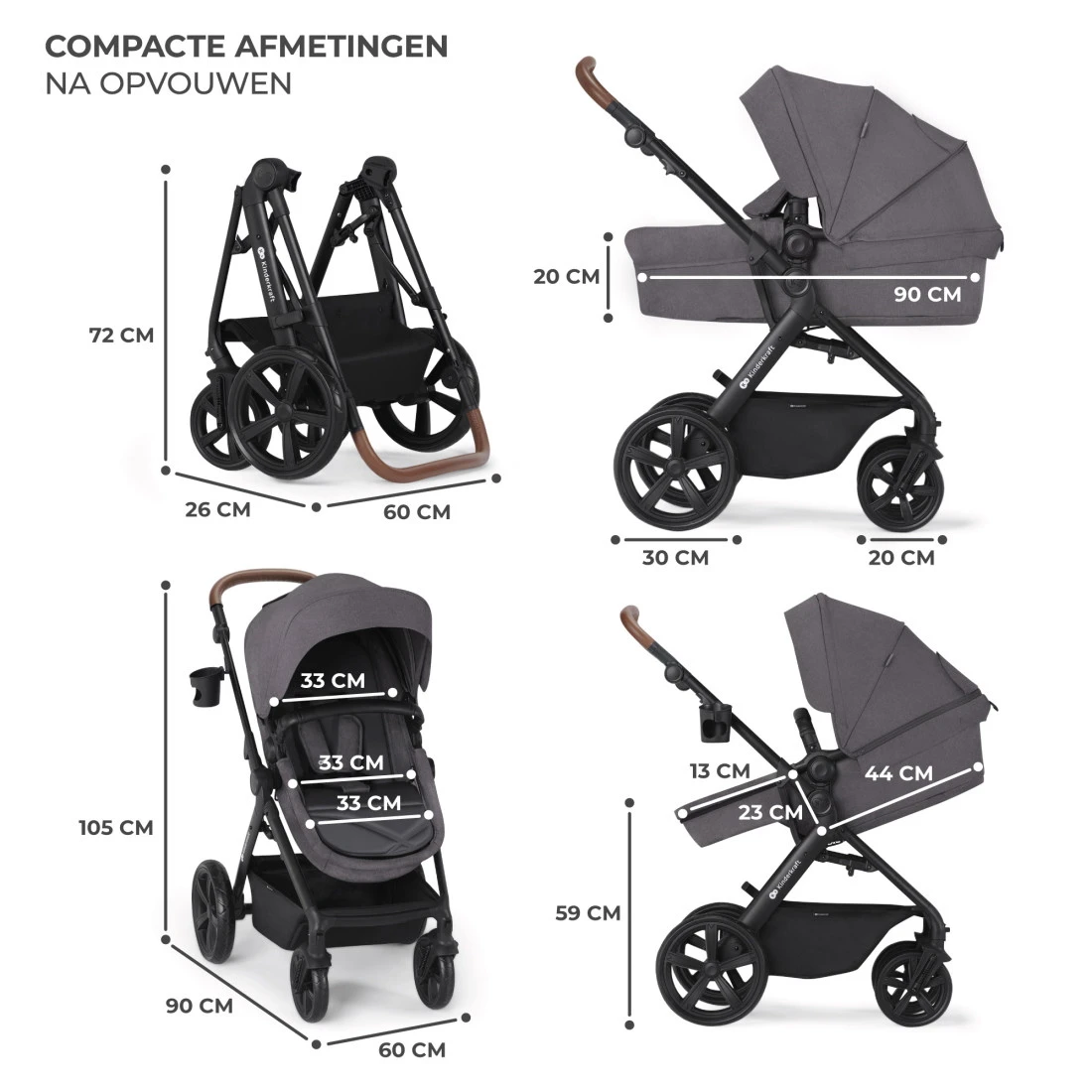 Kinderkraft A-Tour Black 3-in-1 Kinderwagen Incl. Autostoel KSATOU00BLK3000 - Afbeelding 13