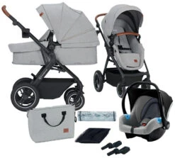 Kinderkraft B-Tour Silver Grey 3-in-1 Combi Kinderwagen Incl. Autostoel KSBTOU00LGR3000